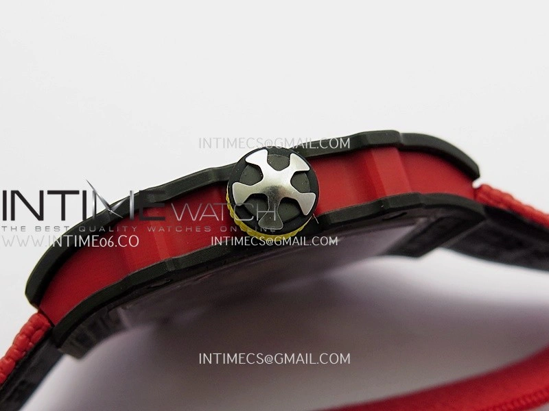 RM67-02 Alexander Black NTPT Umi Office 1:1 Black Red Yellow Skeleton Dial On Red Nylon Strap CRMA7 Clone V2