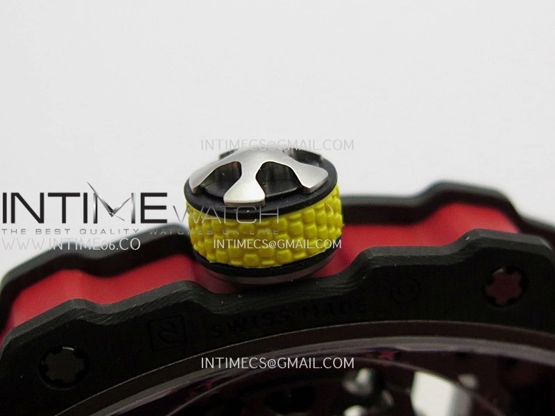 RM67-02 Alexander Black NTPT Umi Office 1:1 Black Red Yellow Skeleton Dial On Red Nylon Strap CRMA7 Clone V2