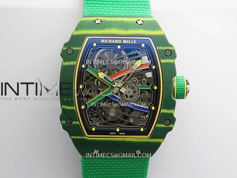 RM67-02 Brazil Green NTPT Umi Office 1:1 Blue Red Green Skeleton Dial On Green Nylon Strap CRMA7 Clone V2
