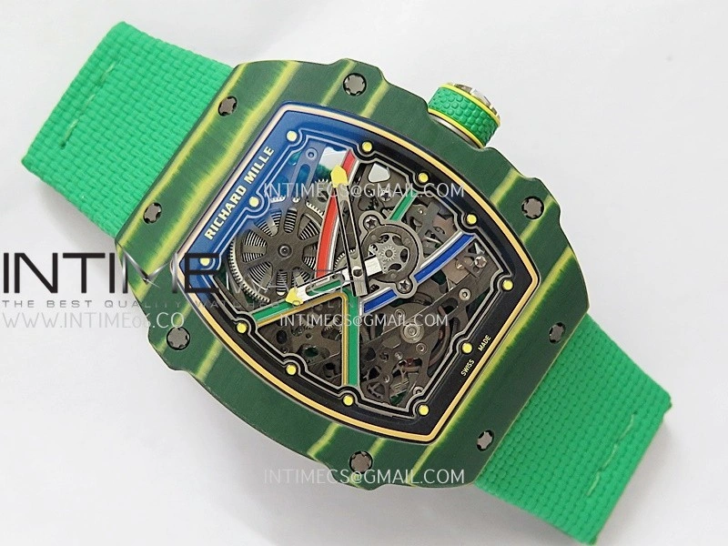 RM67-02 Brazil Green NTPT Umi Office 1:1 Blue Red Green Skeleton Dial On Green Nylon Strap CRMA7 Clone V2