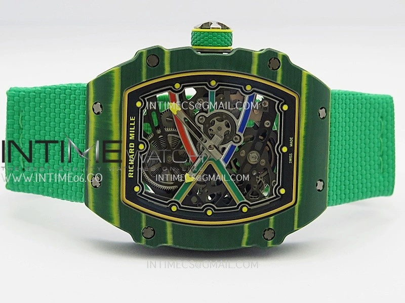 RM67-02 Brazil Green NTPT Umi Office 1:1 Blue Red Green Skeleton Dial On Green Nylon Strap CRMA7 Clone V2