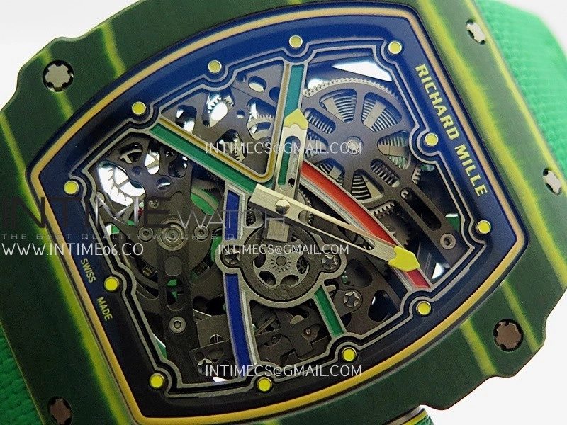 RM67-02 Brazil Green NTPT Umi Office 1:1 Blue Red Green Skeleton Dial On Green Nylon Strap CRMA7 Clone V2