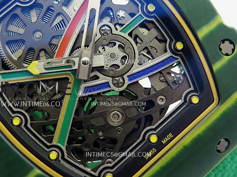RM67-02 Brazil Green NTPT Umi Office 1:1 Blue Red Green Skeleton Dial On Green Nylon Strap CRMA7 Clone V2