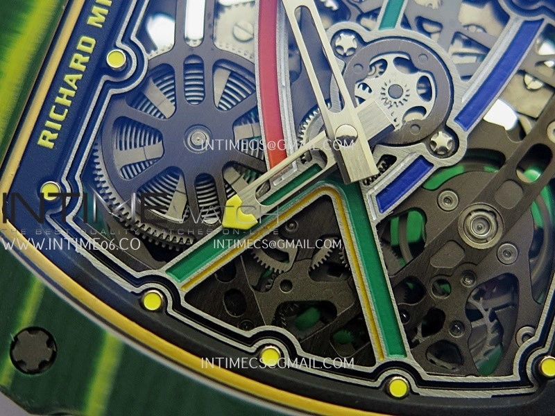 RM67-02 Brazil Green NTPT Umi Office 1:1 Blue Red Green Skeleton Dial On Green Nylon Strap CRMA7 Clone V2