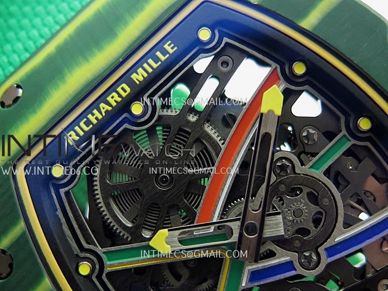 RM67-02 Brazil Green NTPT Umi Office 1:1 Blue Red Green Skeleton Dial On Green Nylon Strap CRMA7 Clone V2