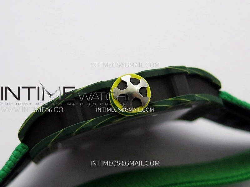 RM67-02 Brazil Green NTPT Umi Office 1:1 Blue Red Green Skeleton Dial On Green Nylon Strap CRMA7 Clone V2
