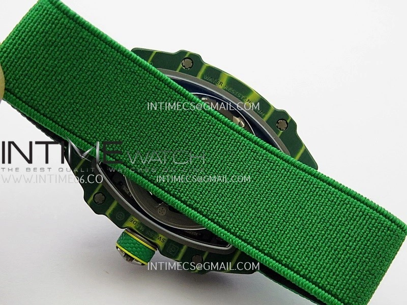 RM67-02 Brazil Green NTPT Umi Office 1:1 Blue Red Green Skeleton Dial On Green Nylon Strap CRMA7 Clone V2