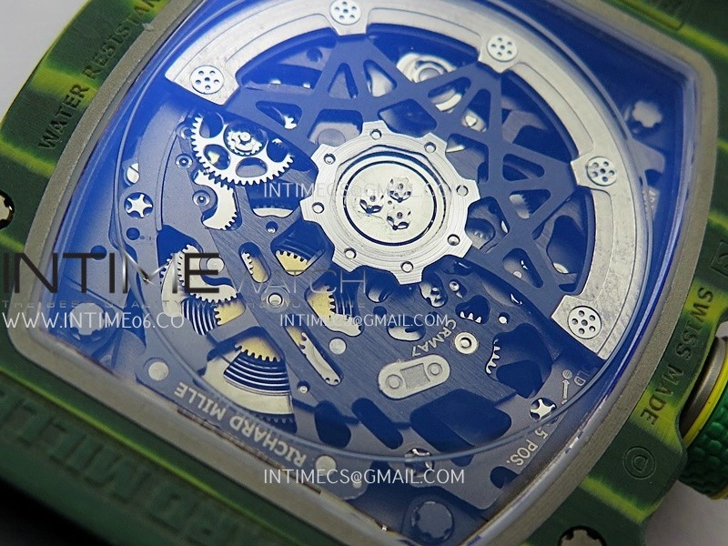 RM67-02 Brazil Green NTPT Umi Office 1:1 Blue Red Green Skeleton Dial On Green Nylon Strap CRMA7 Clone V2