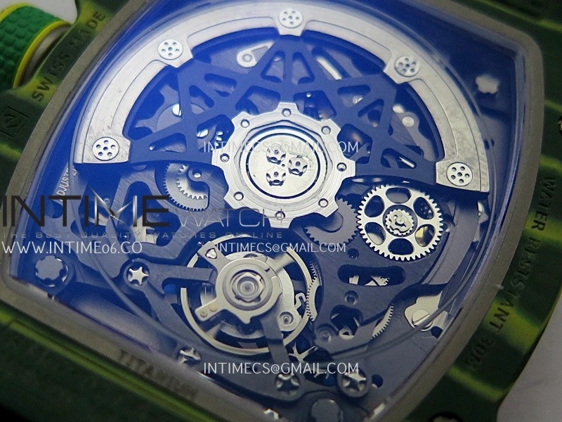 RM67-02 Brazil Green NTPT Umi Office 1:1 Blue Red Green Skeleton Dial On Green Nylon Strap CRMA7 Clone V2