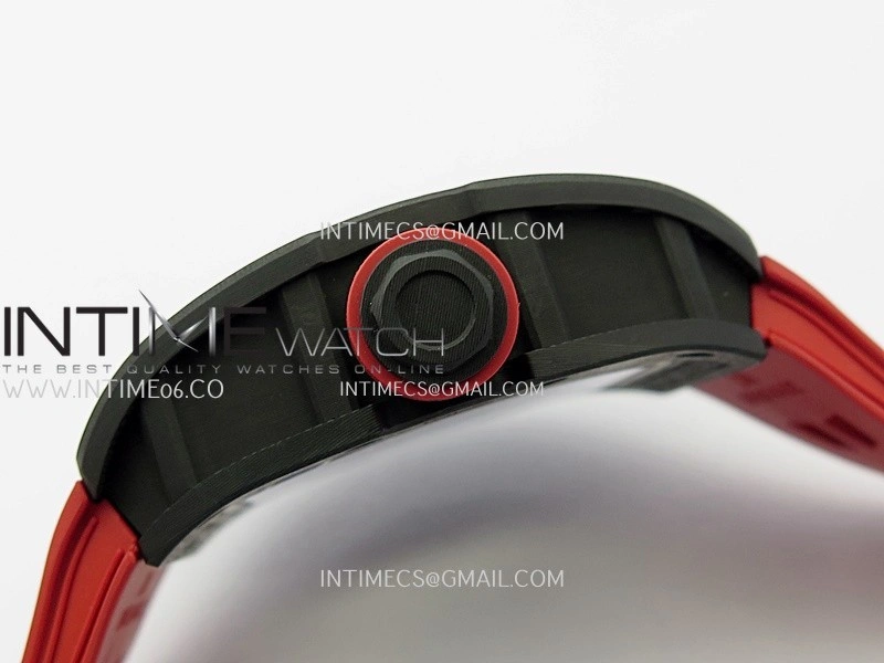 RM055 White Inner Bezel Red Crown NTPT ZF 1:1 Best Edition Skeleton Dial On Red Shark Rubber Strap RMUL2 Super Clone