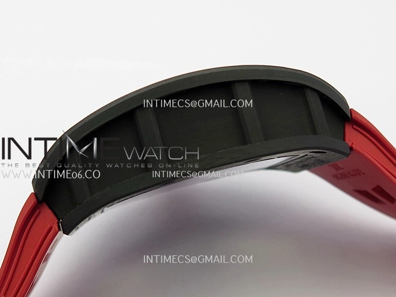 RM055 White Inner Bezel Red Crown NTPT ZF 1:1 Best Edition Skeleton Dial On Red Shark Rubber Strap RMUL2 Super Clone