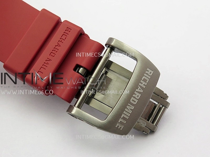 RM055 White Inner Bezel Red Crown NTPT ZF 1:1 Best Edition Skeleton Dial On Red Shark Rubber Strap RMUL2 Super Clone