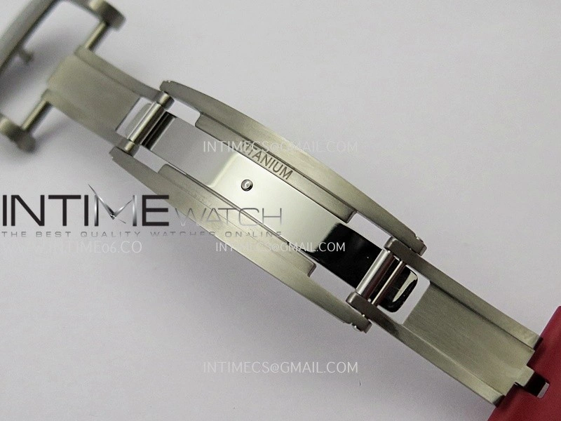 RM055 White Inner Bezel Red Crown NTPT ZF 1:1 Best Edition Skeleton Dial On Red Shark Rubber Strap RMUL2 Super Clone