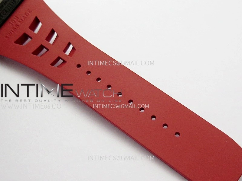 RM055 White Inner Bezel Red Crown NTPT ZF 1:1 Best Edition Skeleton Dial On Red Shark Rubber Strap RMUL2 Super Clone