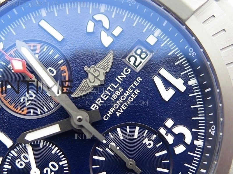 Avenger Bandit V13317 Titanium DLC B50 Best Edition Blue Dial Numbers Makers on Blue Nylon strap A7750