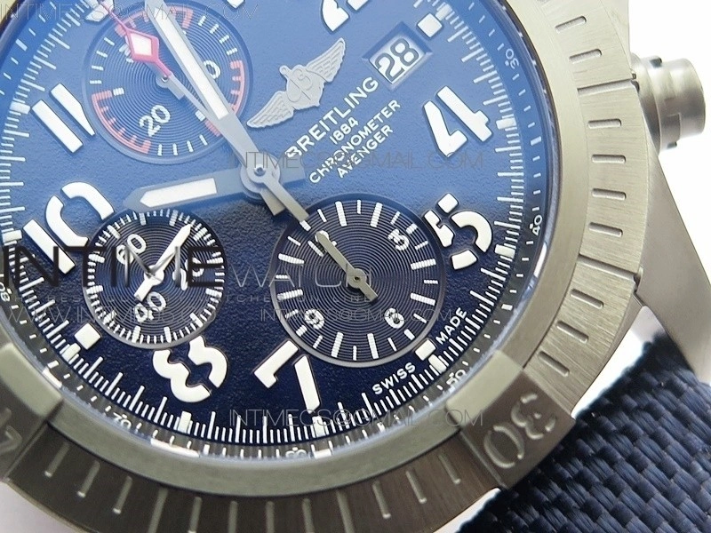 Avenger Bandit V13317 Titanium DLC B50 Best Edition Blue Dial Numbers Makers on Blue Nylon strap A7750