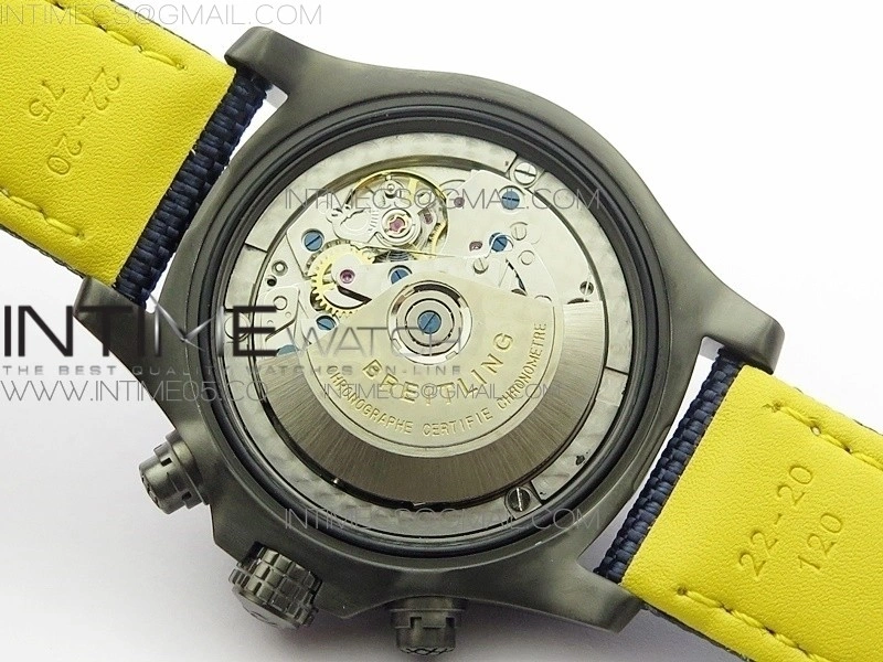 Avenger Bandit V13317 Titanium DLC B50 Best Edition Blue Dial Numbers Makers on Blue Nylon strap A7750