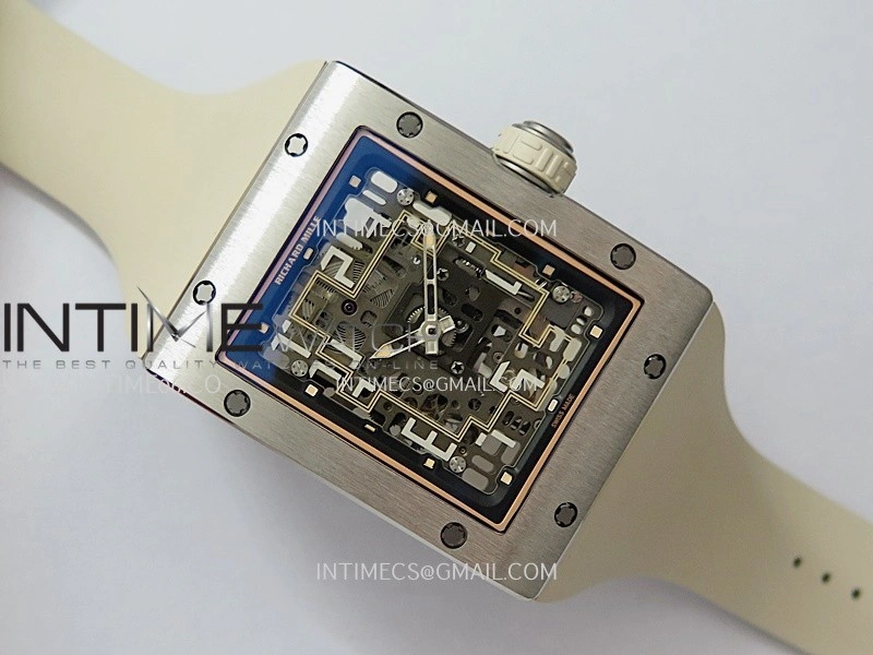 RM16-02 Titanium Umi Office Best Edition Skeleton Dial On Cream Rubber Strap Asian CRMA9