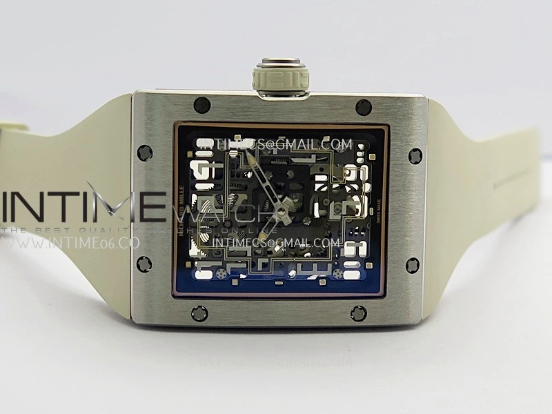 RM16-02 Titanium Umi Office Best Edition Skeleton Dial On Cream Rubber Strap Asian CRMA9