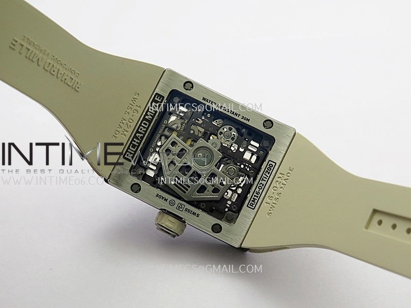 RM16-02 Titanium Umi Office Best Edition Skeleton Dial On Cream Rubber Strap Asian CRMA9