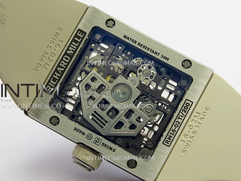 RM16-02 Titanium Umi Office Best Edition Skeleton Dial On Cream Rubber Strap Asian CRMA9