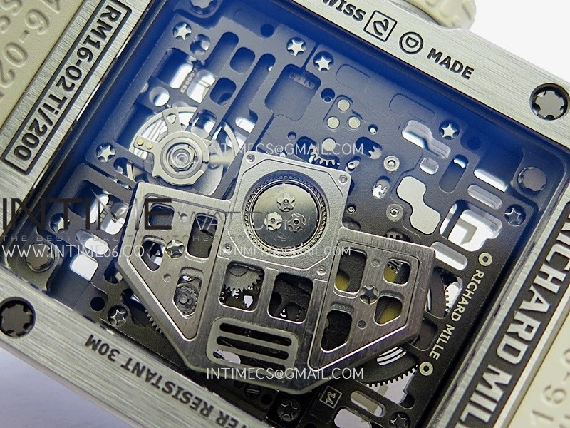 RM16-02 Titanium Umi Office Best Edition Skeleton Dial On Cream Rubber Strap Asian CRMA9