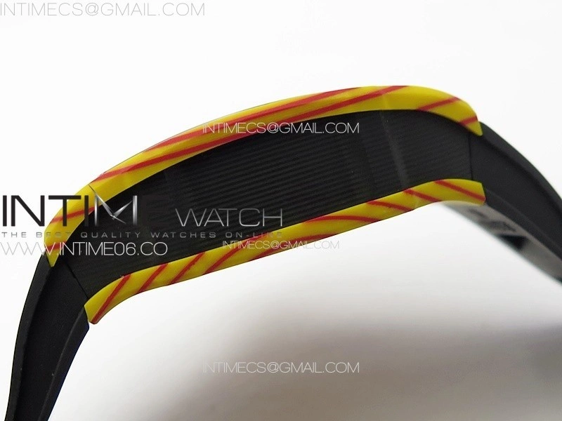 RM027-03 Real Tourbillon RMF Best Edition Orange Red Carbon Skeleton Dial on Black Rubber Strap