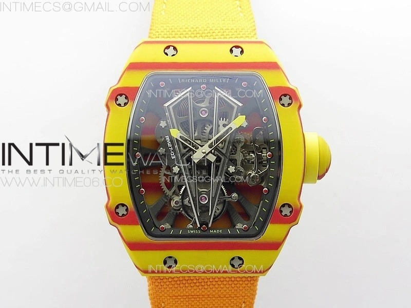 RM027-03 Real Tourbillon RMF Best Edition Orange Red Carbon Skeleton Dial on Orange Nylon Strap
