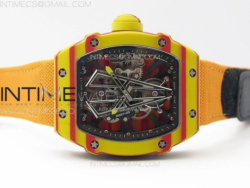 RM027-03 Real Tourbillon RMF Best Edition Orange Red Carbon Skeleton Dial on Orange Nylon Strap