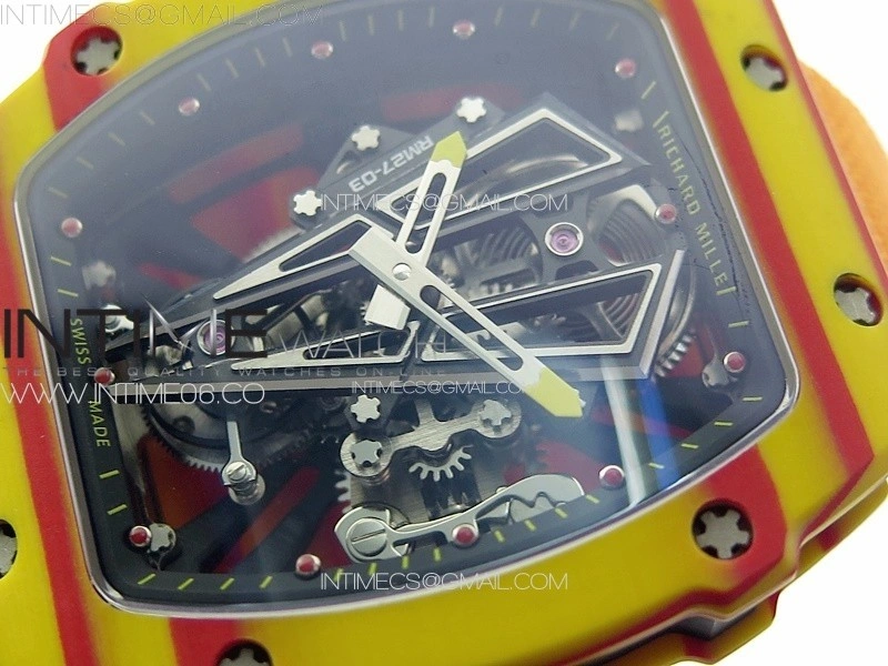 RM027-03 Real Tourbillon RMF Best Edition Orange Red Carbon Skeleton Dial on Orange Nylon Strap