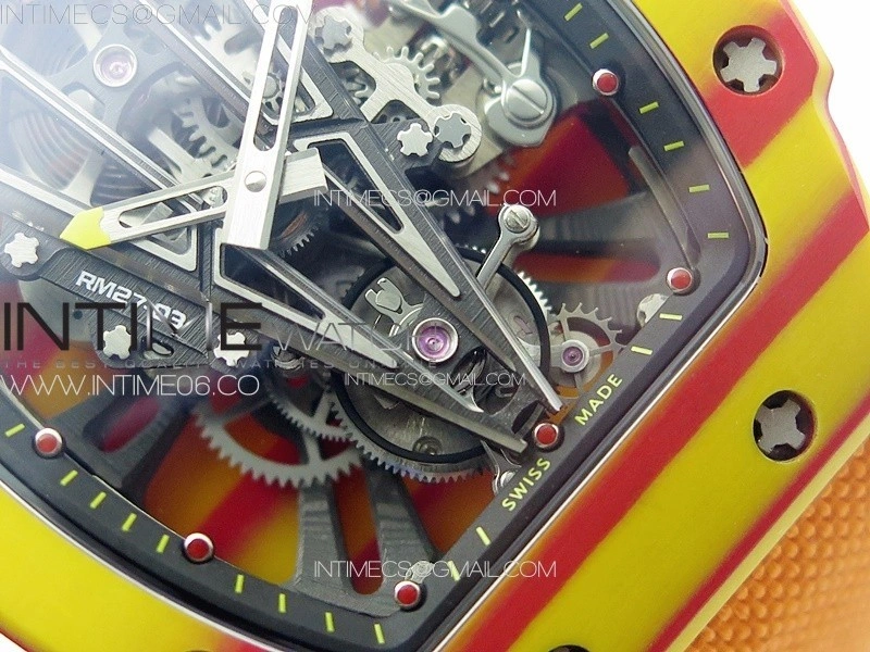 RM027-03 Real Tourbillon RMF Best Edition Orange Red Carbon Skeleton Dial on Orange Nylon Strap