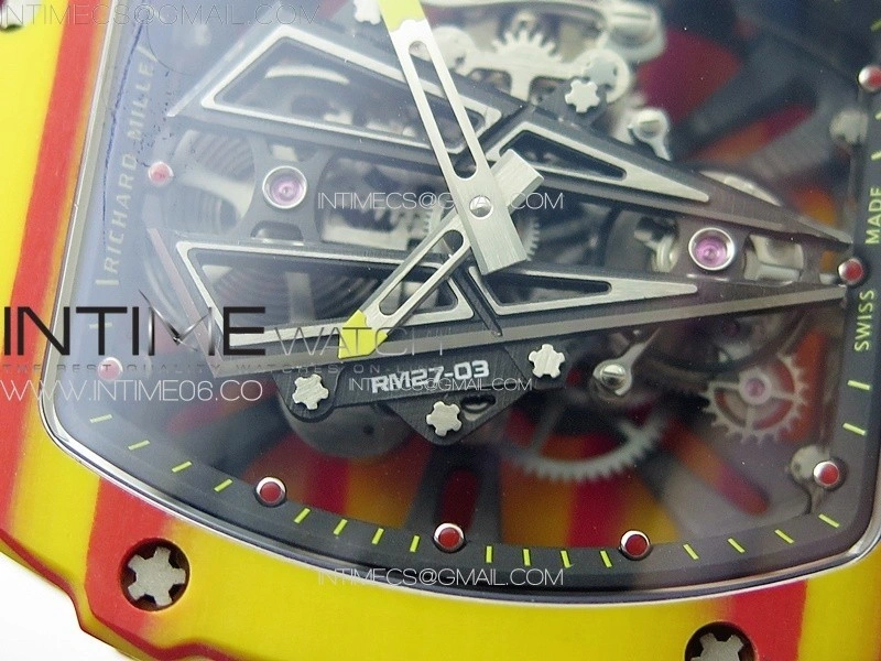 RM027-03 Real Tourbillon RMF Best Edition Orange Red Carbon Skeleton Dial on Orange Nylon Strap