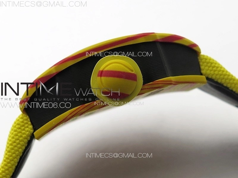 RM027-03 Real Tourbillon YSF Best Edition Yellow Red Carbon Skeleton Dial on Yellow Nylon Strap