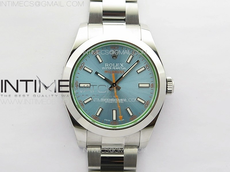 Milgauss 116400 GV Real Green Sapphire SS APSF 1:1 Best Edition Ice Blue Dial on SS Bracelet A2824