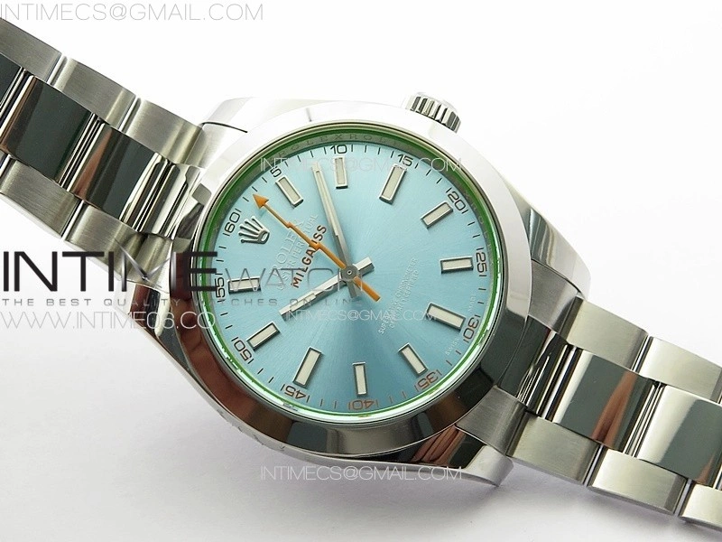 Milgauss 116400 GV Real Green Sapphire SS APSF 1:1 Best Edition Ice Blue Dial on SS Bracelet A2824