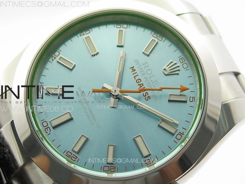 Milgauss 116400 GV Real Green Sapphire SS APSF 1:1 Best Edition Ice Blue Dial on SS Bracelet A2824