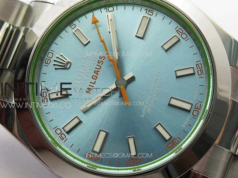 Milgauss 116400 GV Real Green Sapphire SS APSF 1:1 Best Edition Ice Blue Dial on SS Bracelet A2824