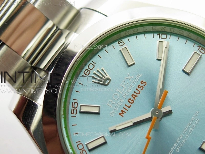 Milgauss 116400 GV Real Green Sapphire SS APSF 1:1 Best Edition Ice Blue Dial on SS Bracelet A2824