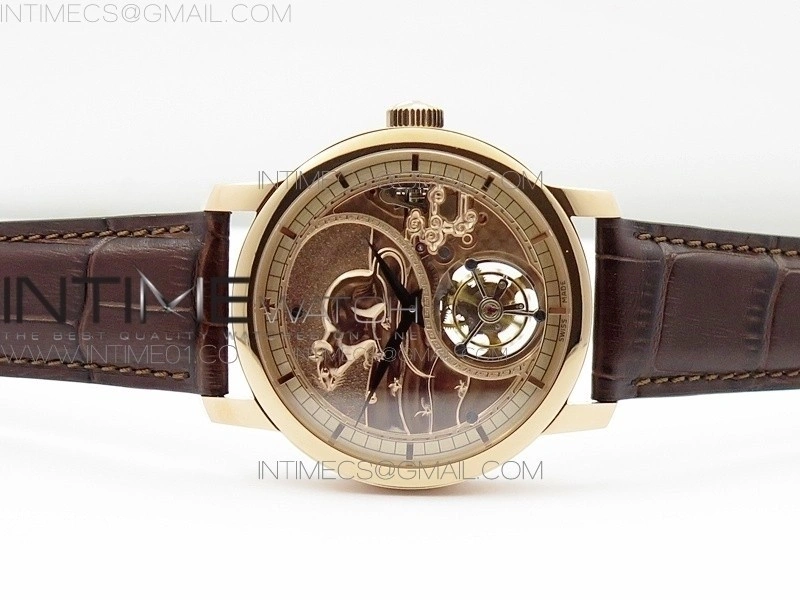 VC Zodiac Tourbillon RG BMF Gold Dial on Brown Leather Strap