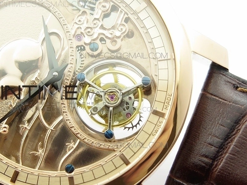 VC Zodiac Tourbillon RG BMF Gold Dial on Brown Leather Strap