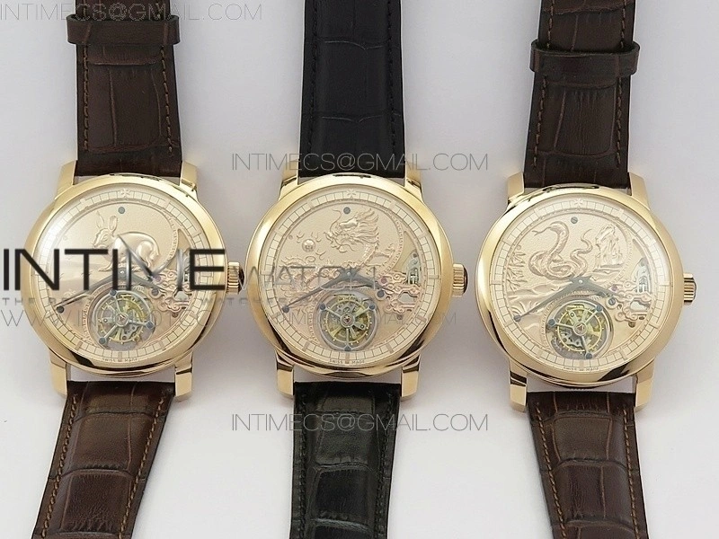VC Zodiac Tourbillon RG BMF Gold Dial on Brown Leather Strap