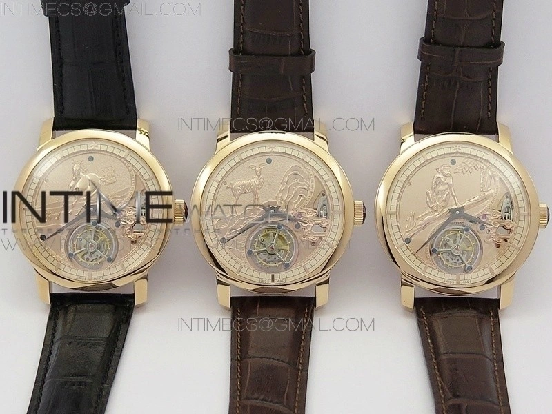 VC Zodiac Tourbillon RG BMF Gold Dial on Brown Leather Strap