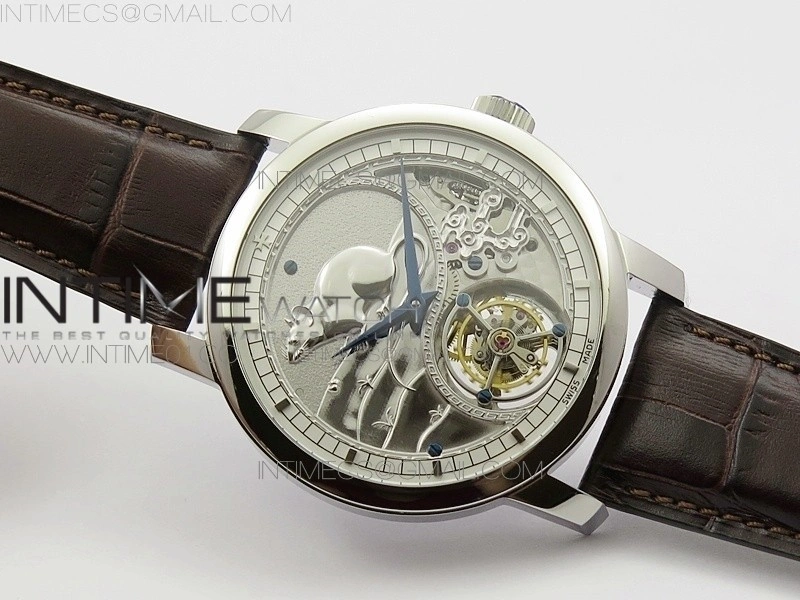 VC Zodiac Tourbillon SS BMF Silver Dial on Brown Leather Strap