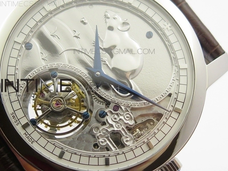 VC Zodiac Tourbillon SS BMF Silver Dial on Brown Leather Strap
