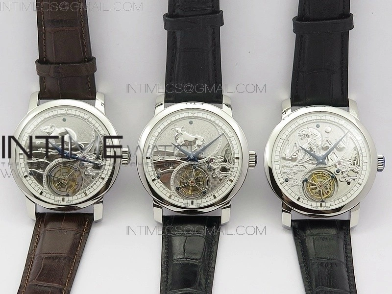 VC Zodiac Tourbillon SS BMF Silver Dial on Brown Leather Strap