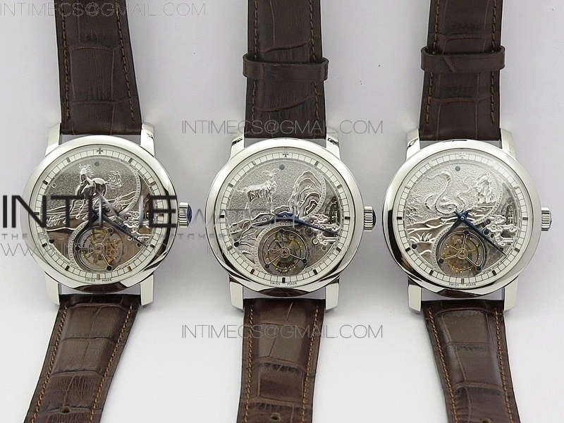 VC Zodiac Tourbillon SS BMF Silver Dial on Brown Leather Strap