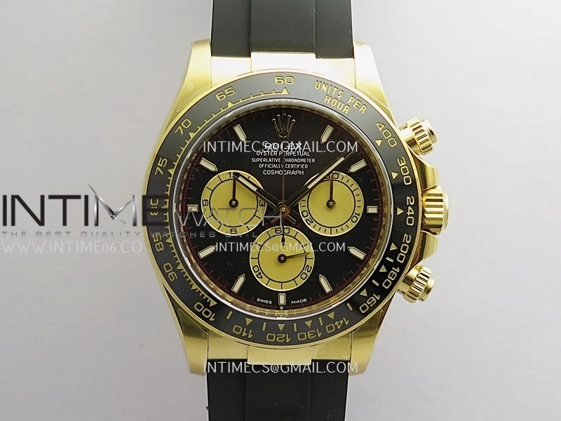 Daytona 126518 904L YG VF 1:1 Best Edition Black Dial YG Subdial On Black Oysterflex Rubber Strap DD4131