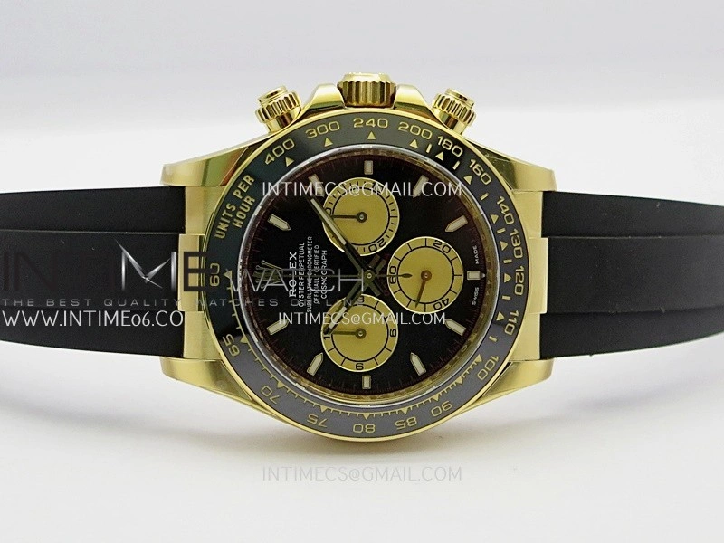 Daytona 126518 904L YG VF 1:1 Best Edition Black Dial YG Subdial On Black Oysterflex Rubber Strap DD4131
