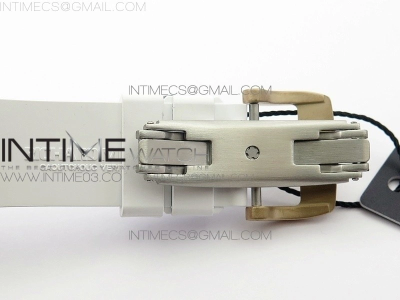 RM011 RG Case Chronograph KVF 1:1 Best Edition White Ceramic Bezel Skeleton Dial on White Rubber Strap A7750