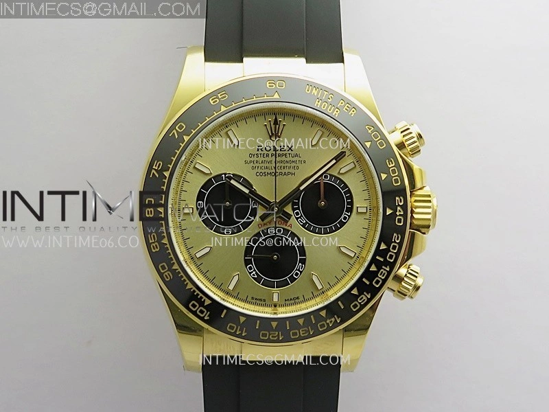 Daytona 126518 904L YG VF 1:1 Best Edition YG Dial Black Subdial On Black Oysterflex Rubber Strap DD4131